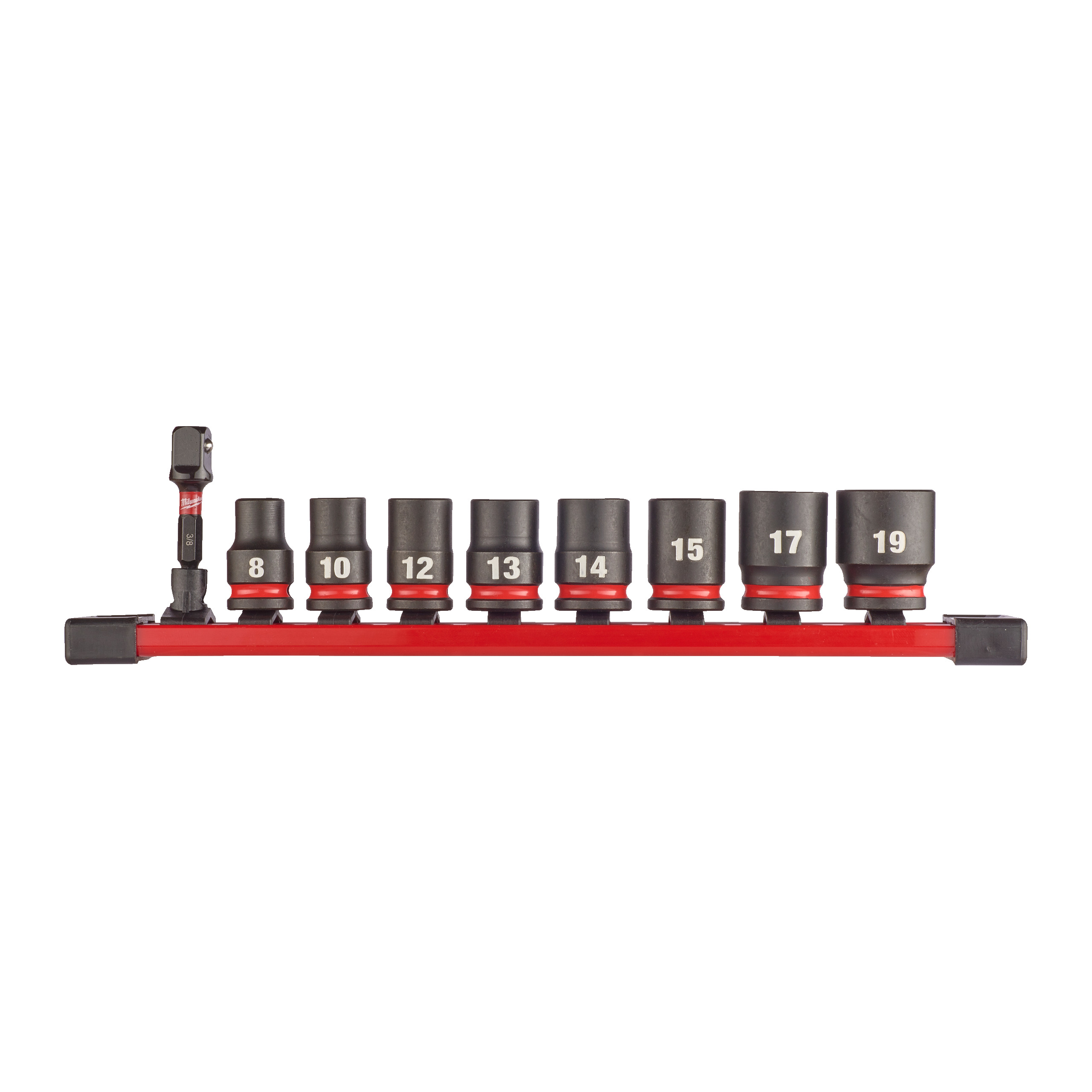 SHOCKWAVE Schlagnuss 3/8" kurz Set 9 teiliges Set auf Schiene