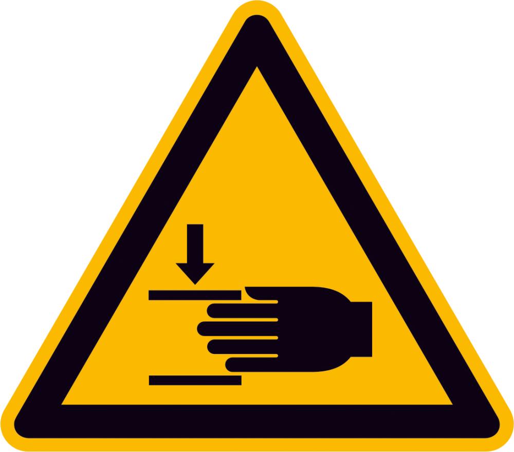 Warnschild Folie SL 200 mm Warnung vor Handverletzungen
