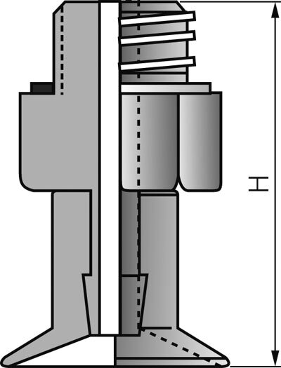 Zeichnung: Montagebeispiel: Flachsauger mit Halter