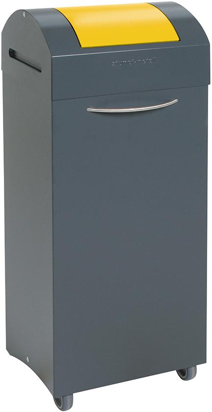 Wertstoffbeh. 75 l grau/gelb, 975x380x320mm stumpf