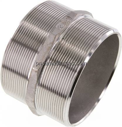 Doppelnippel, G 4"-G 4", flach dichtend, 1.4408
