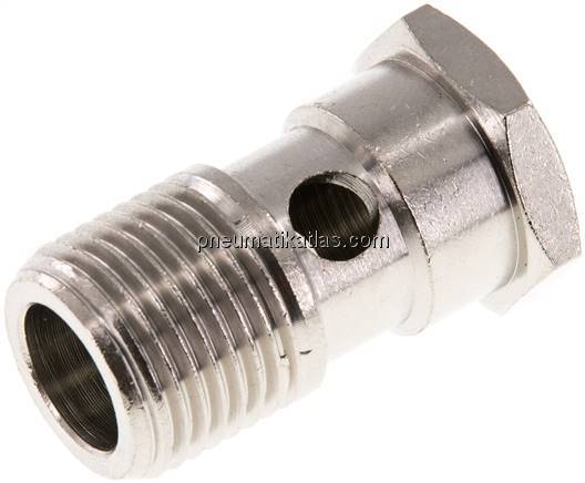 Hohlschraube, 1-fach G 1/2"-37,3mm, Messing vernickelt