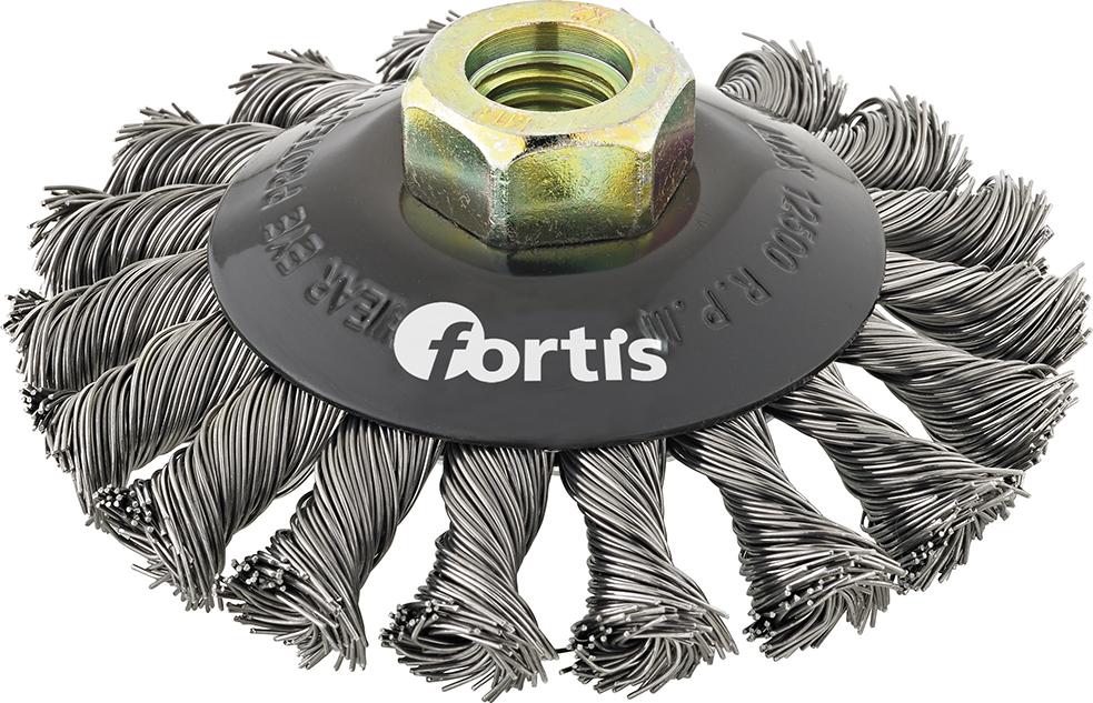 Kegelbürste Stahldraht 115mm gezopft FORTIS