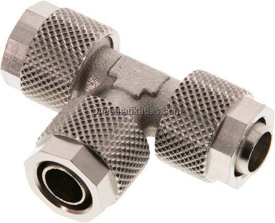 T-Verschraubung 10x8 / 10x8mm, Messing vernickelt