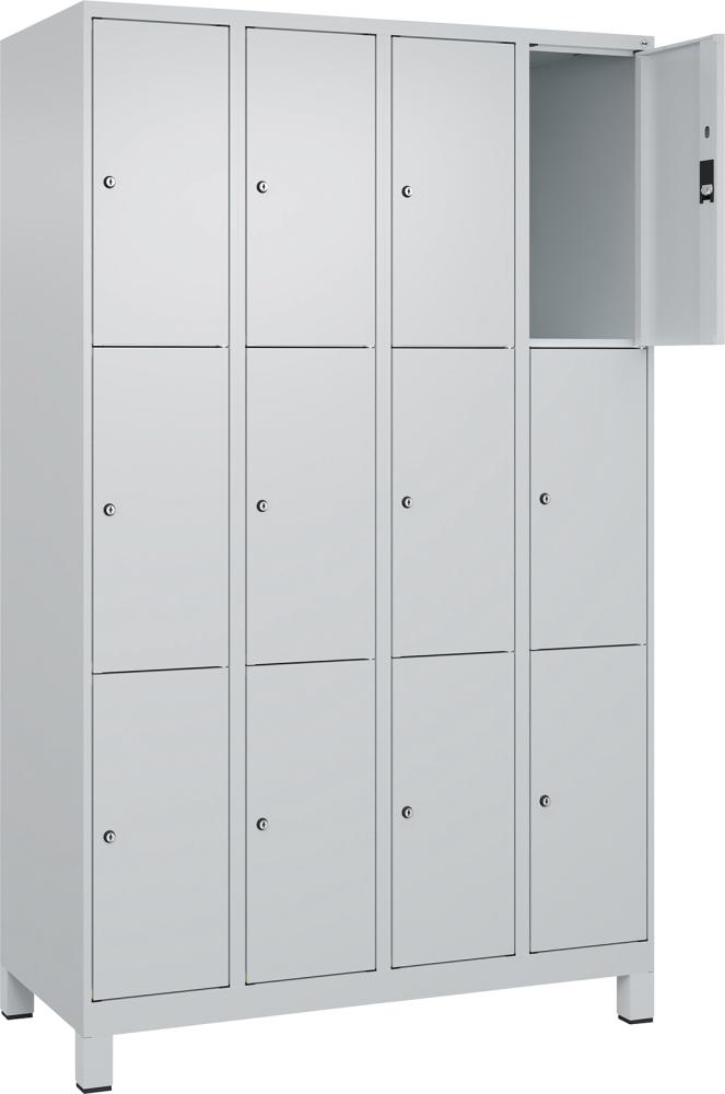 Fächerschrank mit Füßen B1200xT500xH1950 Korpus RAL 7035 LichtgrauTüren RAL 7035 Lichtgrau