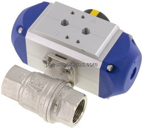 Pneumat. Messing-Kugelhahn, G 3/4", Feder-schließend