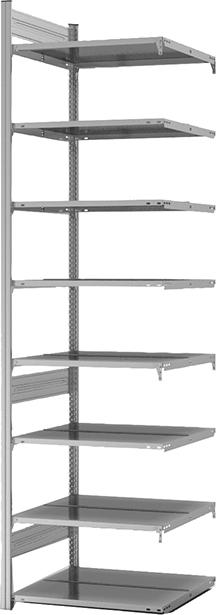 Anbauregal zerlegt HZA 27607 DA, 8 Böden 2700x600x750mm verzinkt