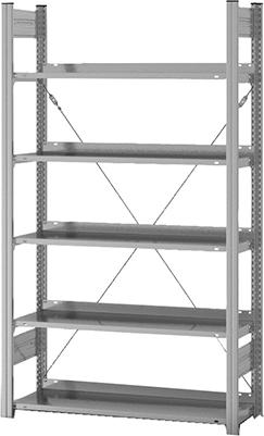 Grundregal zerlegt HZG 17310 EX, 5 Böden 1750x300x1000mm verzinkt
