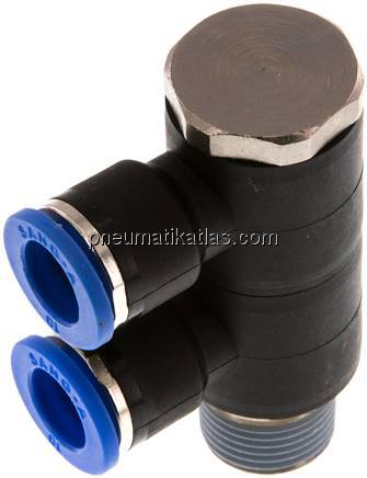 Steck-Mehrfachverteiler, 2-fach R 3/8"-10mm, IQS-Standard