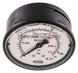 Glycerin-Manometer waagerecht (KU/Ms), 63mm, 0 - 160 bar