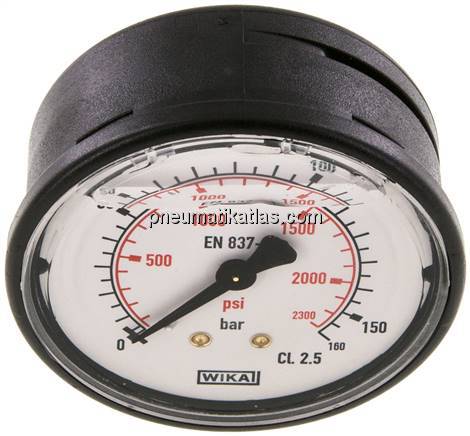 Glycerin-Manometer waagerecht (KU/Ms), 63mm, 0 - 160 bar