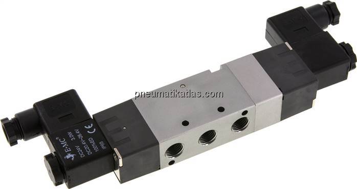 5/3-Wege Magnetventil, G 1/4", Mittelstellung belüftet, 24 V DC