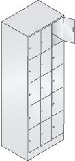 Fächerschrank B680xT480xH1950 mm RAL 7035 3x5 Fächer B190 mm CP