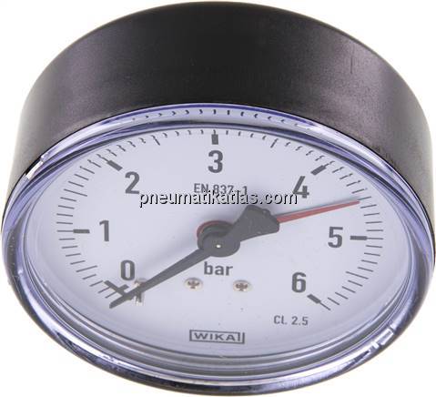Manometer waagerecht, 80mm, 0 - 6 bar