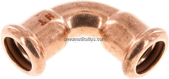 Pressfitting, 90° Bogen, 15mm innen, Kupfer / Kupferlegierung