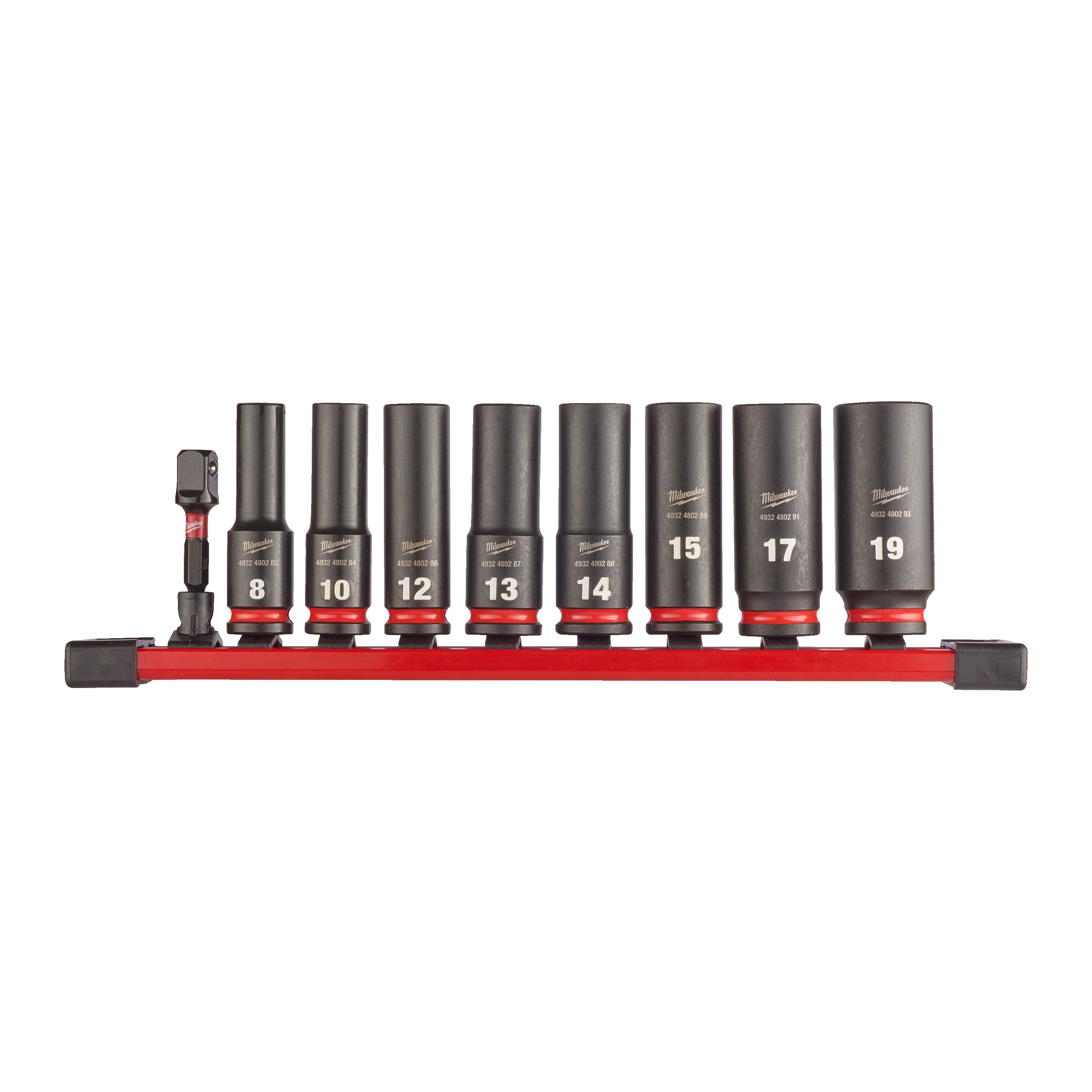 SHOCKWAVE Schlagnuss 3/8" lang Set 9 teiliges Set auf Schiene