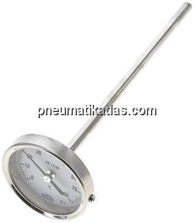 Bimetallthermometer, waagerecht D63/0 bis +80°C/200mm