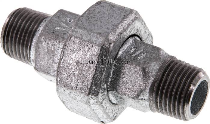 Doppelnippel trennbar R 1/2" flach dichtend,Temperguss verzinkt