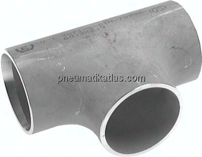 T-Stück 88,9x3,2mm, P235GH-TC1 Stahl schwarz nahtlos, EN 10253 Typ A (DIN 2615)