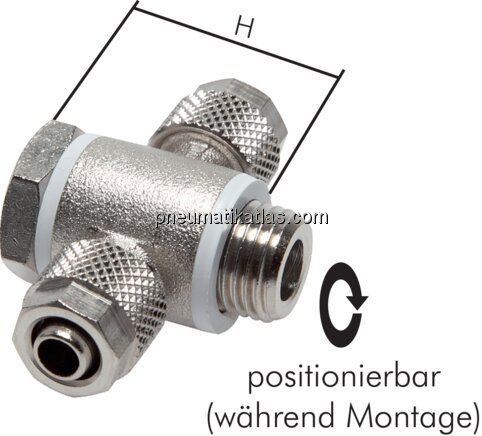 Exemplarische Darstellung: CK-T-Schlauchverschraubung (Hohlschraube) mit zylindrischem Gewinde, Messing vernickelt Exemplarische Darstellung: CK-T-Schlauchverschraub