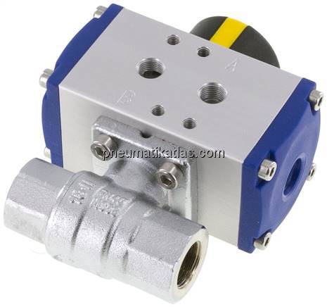 Pneumat. Messing-Kugelhahn, Rp 3/8", doppeltwirkend