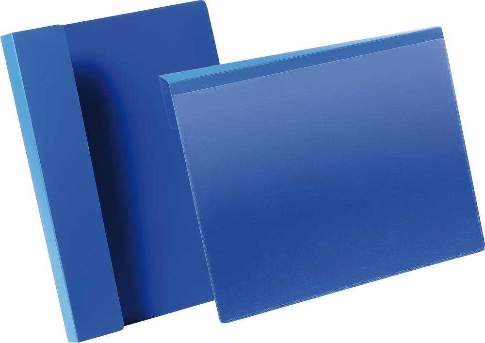 Kennzeichnungstasche B297xH210 mm A4 quer blau, mit Falz VE 50 Stück