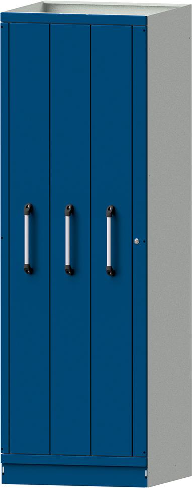 Vertikalauszugschrank B715xT720xH2200mm RAL 7035/5012 3 VertikalWannen