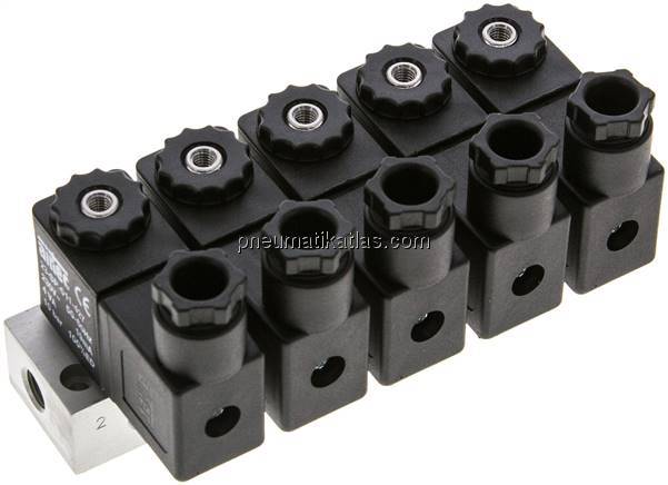 3/2-Wege Magnetventil, G 1/8", geschlossen (NC), 5-fach, 230 V AC
