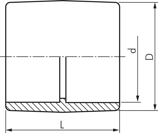 Zeichnung: Verbinder mit Klebemuffen