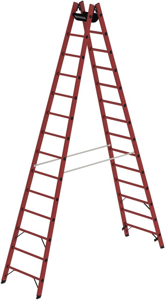 GFK-Stehleiter 2x14 GFK-Sprossen Leiterlänge 4,07 m Arbeitshöhe bis 5,00 m
