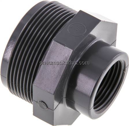 Reduziernippel G 2"(AG)-Rp 1"(IG), PVC-U