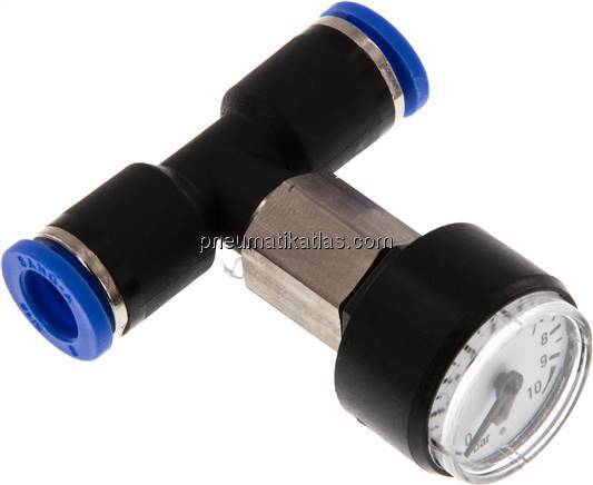 Manometer 0 - 10bar, 8mm Schlauch, IQS-Standard