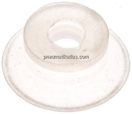 Flachsauger, Stützrippe, P-Serie, Ø 22x2,5mm, Silikon (50A), transparent