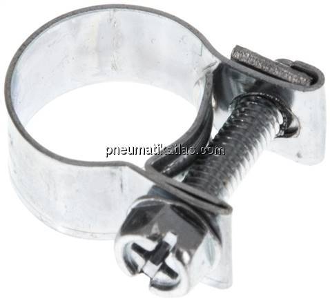 9mm Mini-Schlauchschelle, 13 - 15mm, Stahl verzinkt (W1)