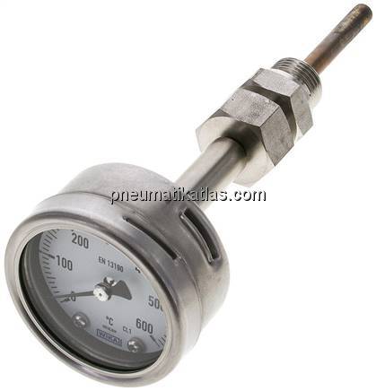 Bimetallthermometer, waagerecht D63/0 bis +600°C/63mm