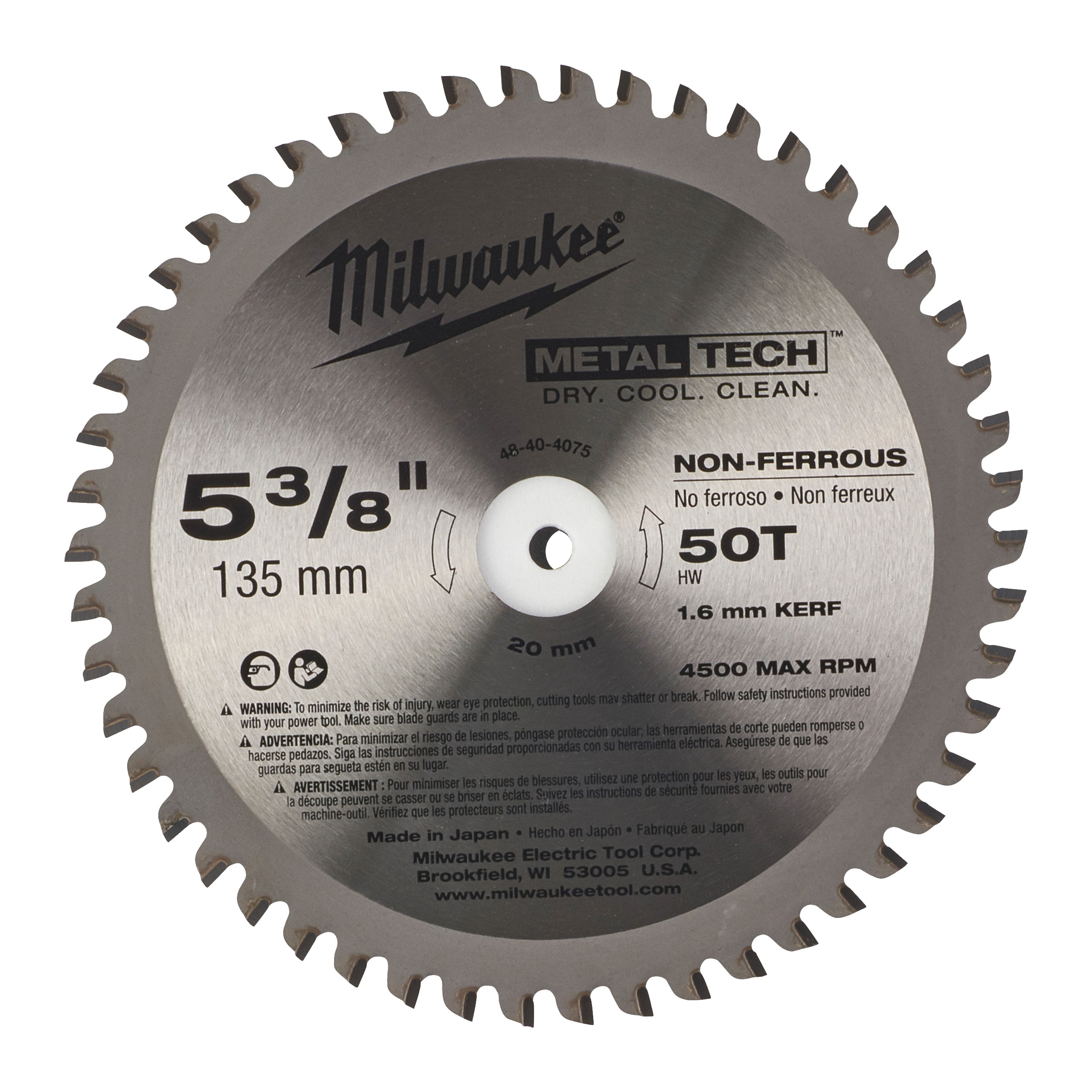 Kreissägeblatt für Metall Handkreissägen 135/20 mm Z50