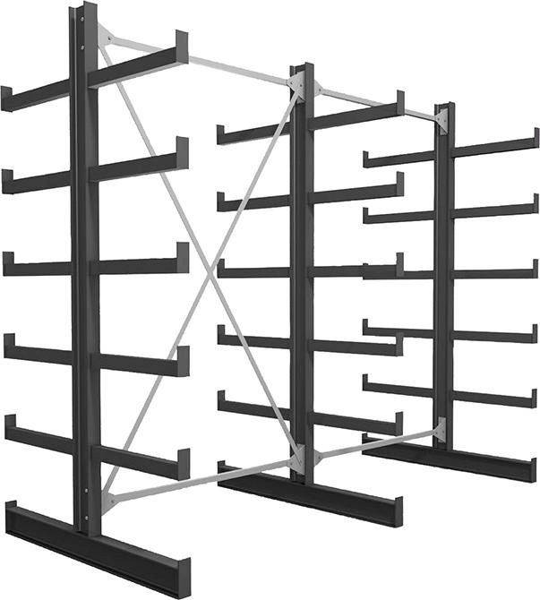 2 Felder/3 Ständer Tragkr. /Arm 200kg Ständerlast/Seite 1000 kgStänderprofil: IPE 100