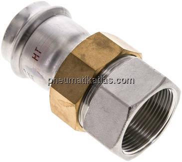 Pressfitting, Verschraubung flachd., 42mm / Rp 1-1/2"(IG)