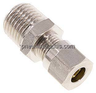 Gerade Schneidringverschr. 6 LL (M10x1)-R 1/4", Messing vernickelt Gerade Schneidringverschr. 6 LL (M10x1)-R 1/4", Messing vernickelt