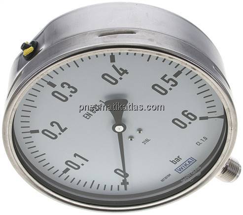 Chemie-Manometer senkrecht, 160mm, 0 - 0,6 bar