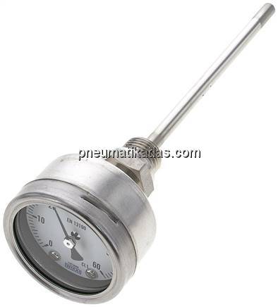 Bimetallthermometer, waagerecht D63/0 bis +60°C/160mm