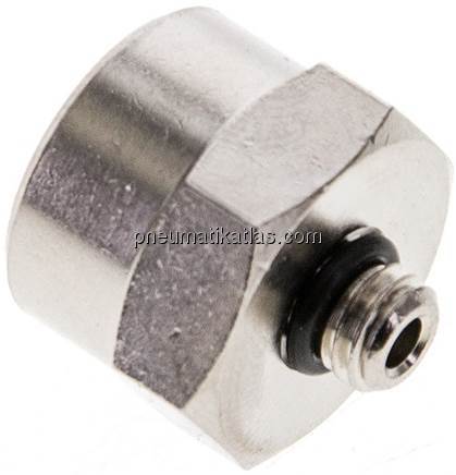 Reduziernippel M 5(AG)-G 1/8"(IG), Messing vernickelt (Elastomerabdichtung) Reduziernippel M 5(AG)-G 1/8"(IG), Messing vernickelt (Elastomerabdichtung)