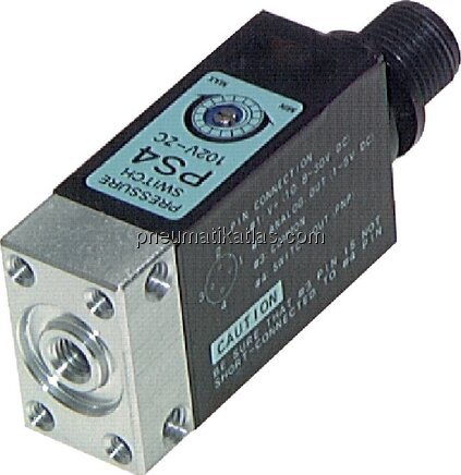 Exemplarische Darstellung: Elektronischer Druckschalter, kompakte Baureihe, mit M 12-Stecker (4-polig) Exemplarische Darstellung: Elektronischer Drucksch