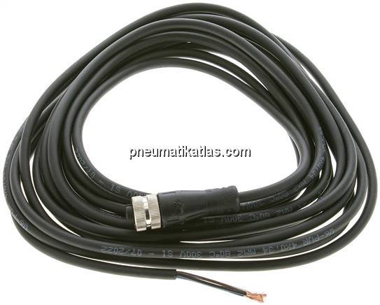Kabel mit M12-Kupplung, 5 m, gerade, 4 lose Kabelenden (Pin 1 bis 4)