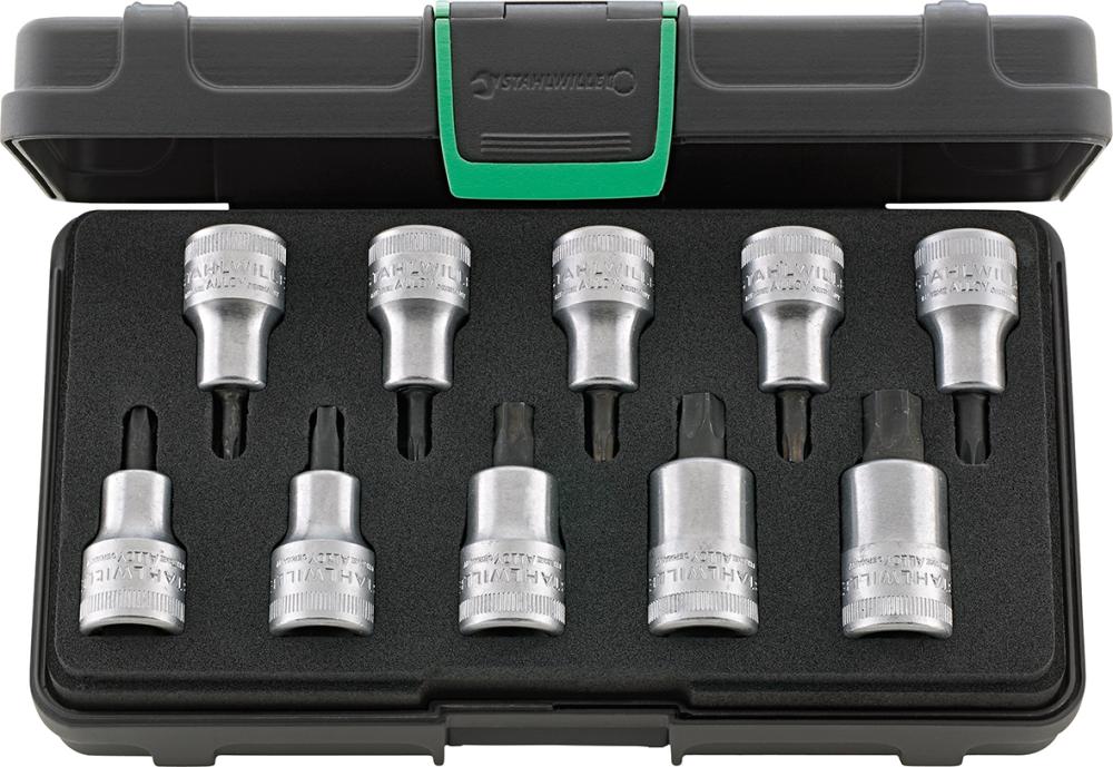Schraubendrehereinsatz- Satz 1/2" T20 bis T60 10-teilig Stahlwille Schraubendrehereinsatz- Satz 1/2" T20 bis T60 10-teilig Stahlwille