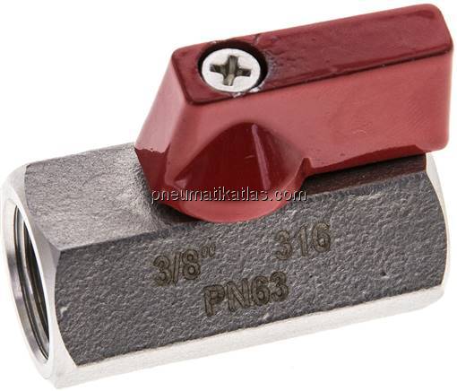 Edelstahl-Minikugelhahn G 3/8" Innengewinde, PN 63
