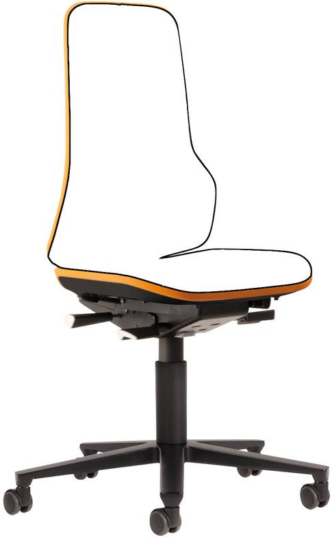 Artikelhauptbild Bimos Arbeitsstuhl Neon orange,ohne Polster Sitzhöhe 450-620 mm mit Rollen