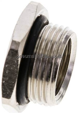 Reduziernippel G 3/4"(AG)-G 1/2"(IG), Messing vernickelt (Elastomerabdichtung) Reduziernippel G 3/4"(AG)-G 1/2"(IG), Messing vernickelt (Elastomerabdichtung)