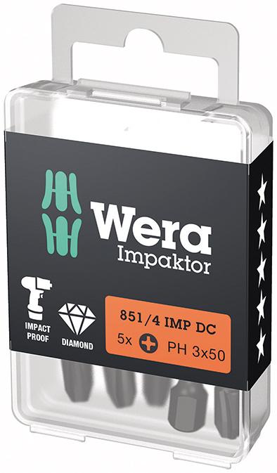 Bit Impaktor 1/4" DIN 3126 E6,3 PH3x50mm 5er Pack Wera