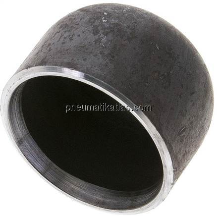 Rohrkappe 48,3x2,6mm, P265GH Stahl schwarz, EN 10253 Typ B (DIN 2617)
